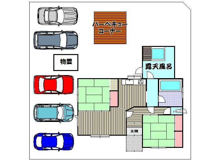 白老町温泉付き貸別荘　椿　露天風呂バーベキューコーナー付き貸別荘